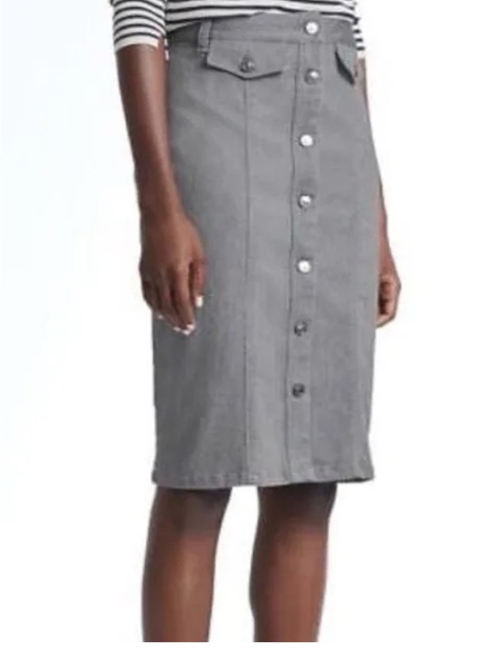 Banana Republic grey denim button-down midi pencil skirt size 0